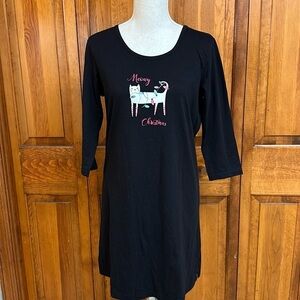 Goodnight Kiss Meowy Christmas Black Graphic Nightshirt Medium